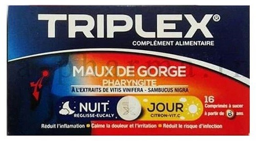 TRIPLEX JOUR NUIT  MAUX DE GORGE 16comprimés