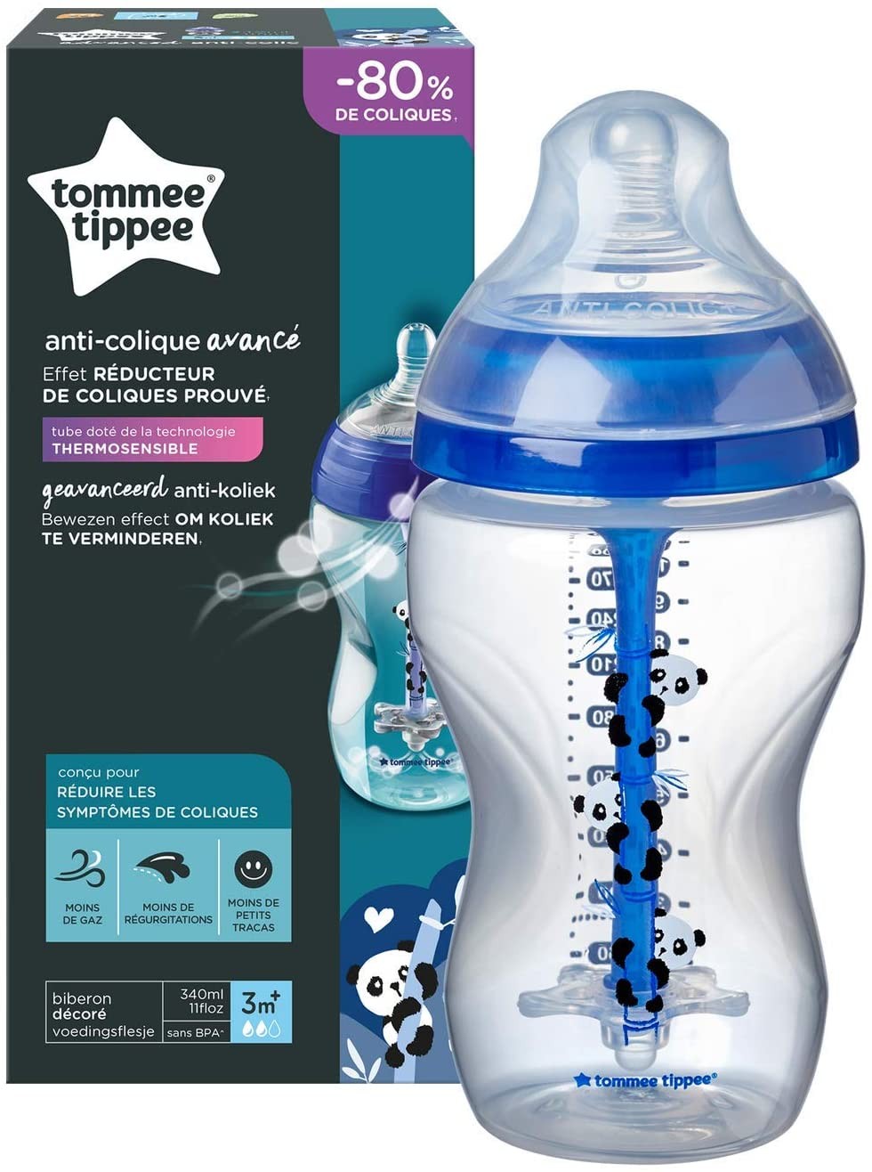 TOMMEE TIPPEE BIBERON ANTI-COLIQUE BLEU 3M+ 340ML