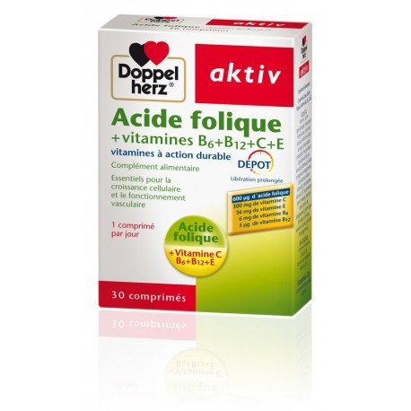 AKTIV ACIDE FOLIQUE VITAMINES B+C+E , 30 Comprimés