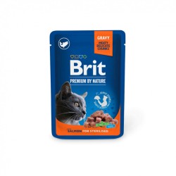 Pochons Brit Premium au Saumon pour Chat Sterilisé100g