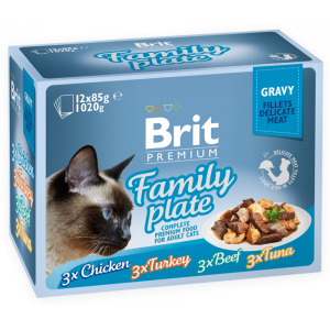 BRIT PREMIUM CHAT FILETS DELICATS EN SAUCE FAMILY PLATE,12x85G-pharmashop