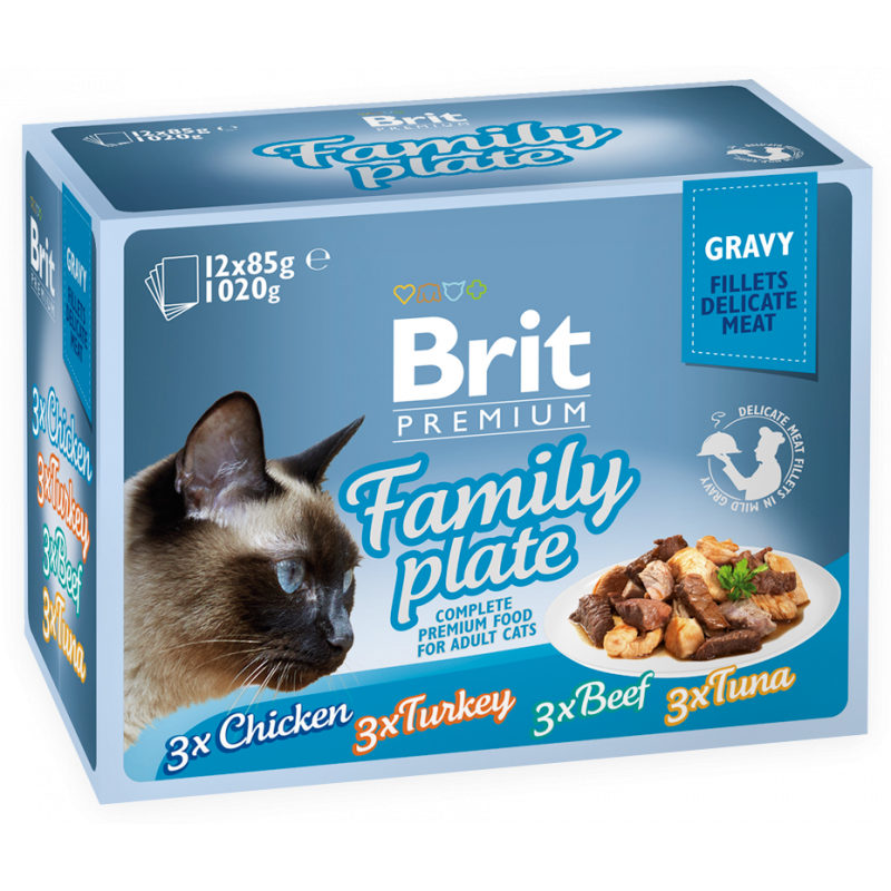 BRIT PREMIUM CHAT FILETS DELICATS EN SAUCE FAMILY PLATE,12x85G-pharmashop