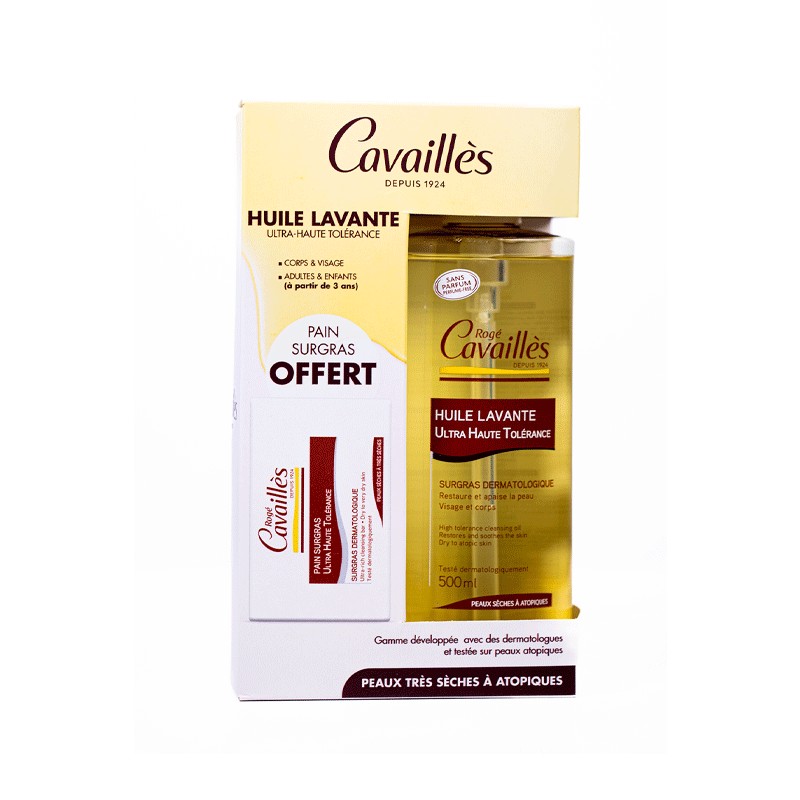 COFFRET ROGE CAVAILLES UHT HUILE LAVANTE 500ML+PAIN SURGRAS 100ML (OFFERT)-pharmashop