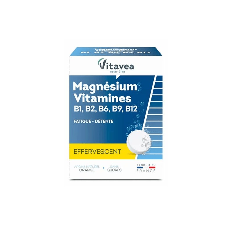 VITAVEA MAGNESIUM B1, B2, B6, B9, B12 EFFERVESCENT 24 COMPRIMES-pharmashop