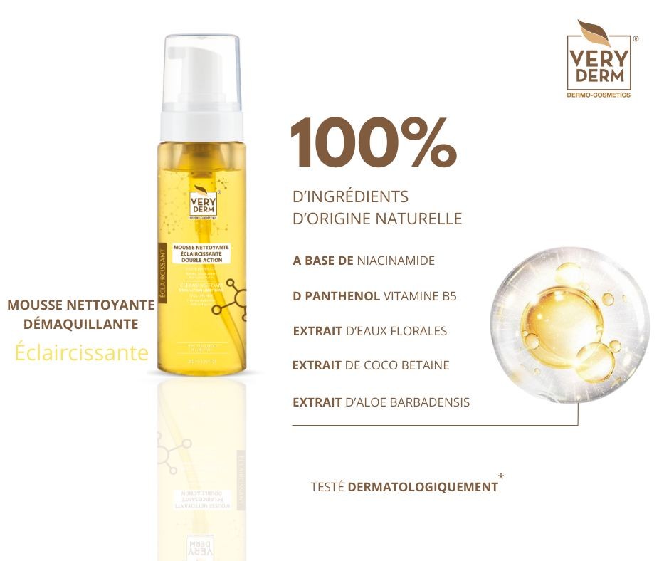 VERY DERM MOUSSE NETTOYANTE ECLAIRCISSANTE DOUBLE ACTION  200ML-pharmashop