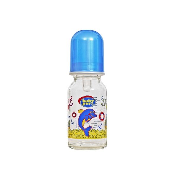 BABY PUR MINI-BIBERON EN VERRE 120ML BLEU -pharmashop